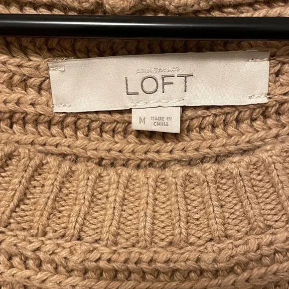 Ann Taylor loft tan wool blend sweater dress size M - Picture 3 of 6